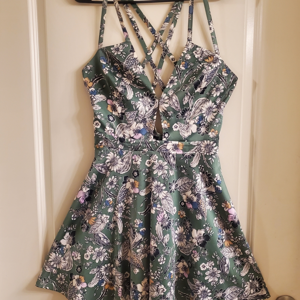 Bebe Green Floral Dress